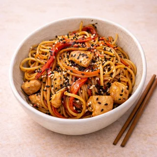 TERIJAKI SVINJETINA WOK NUDLE OD JAJA